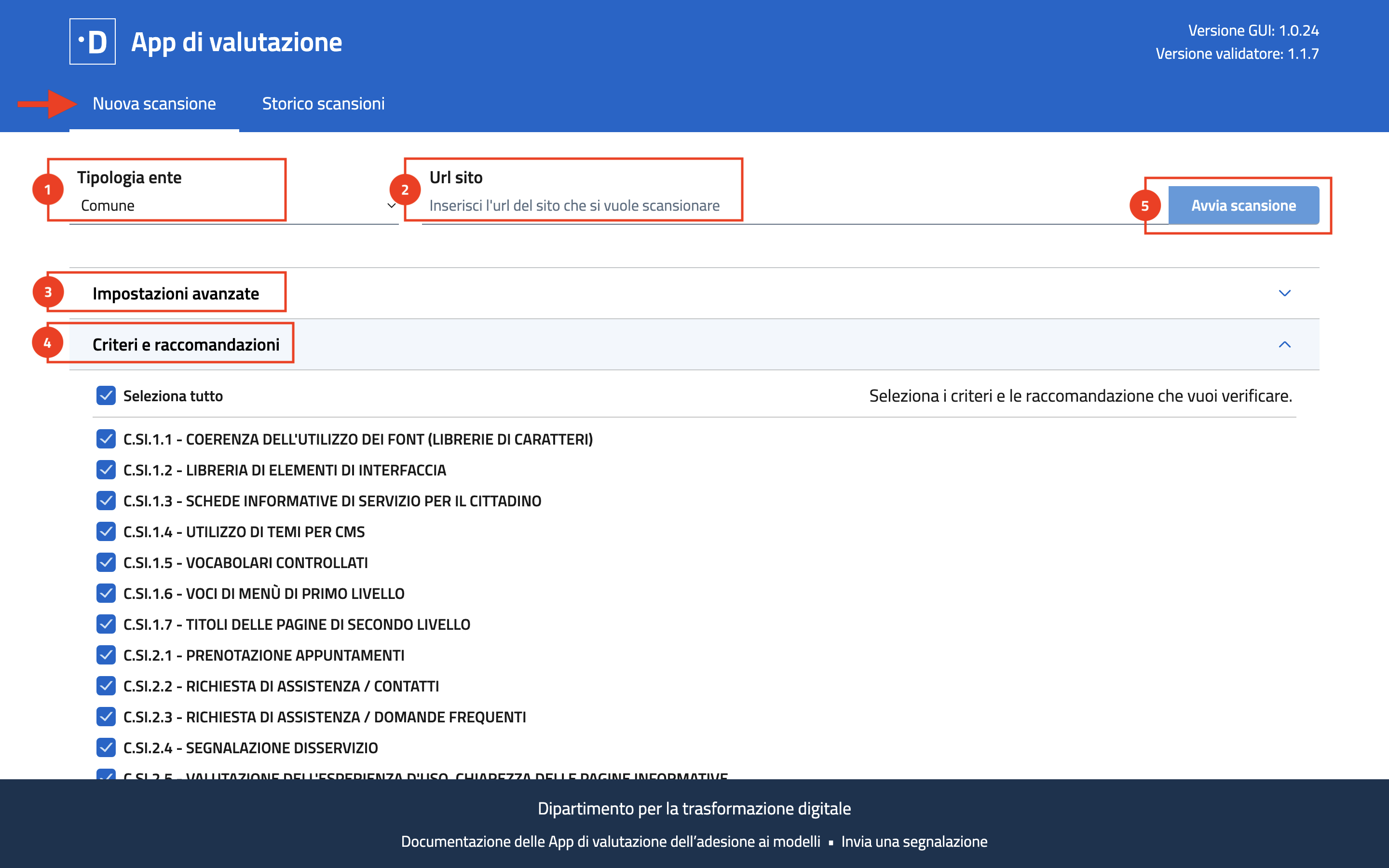 L'interfaccia dell'app per avviare una nuova scansione.
