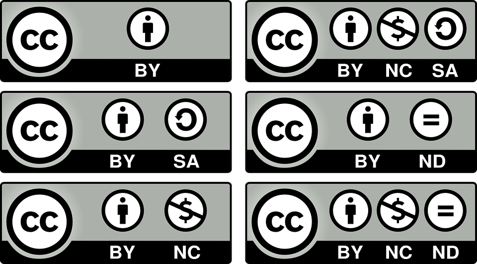 i loghi delle sei licenze CC